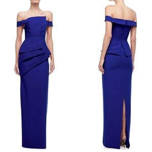 Black Halo La Reina Eve Gown in Cobalt Blue